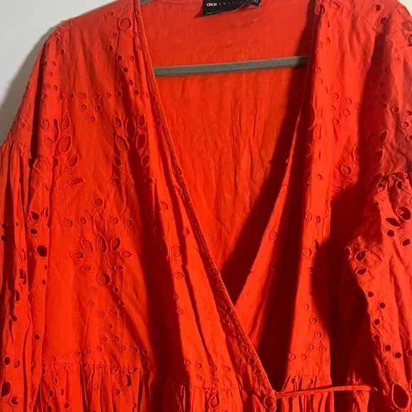 ASOS Vibrant Orange Long Sleeve Dress - Picture 3 of 12